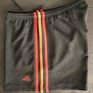 Adidas Vtg Climalite Athletic Shorts Signature Stripes Olive Green Orange Sz M